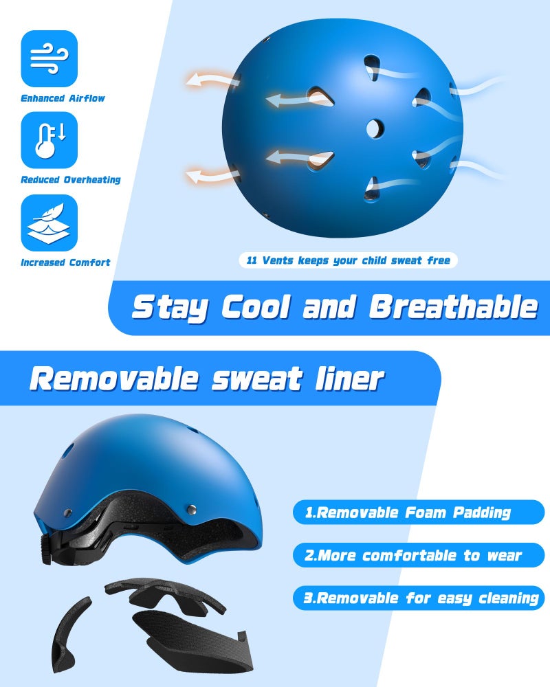 DARME Kids Bike Helmet Set  Adjustable Helmet for Ages 3-15 Year Boys Girls  Helmet Pad Set with Knee and Elbow Pads for Bike  Roller  Skating  Scooter  Longboard and More Sports - Image 4